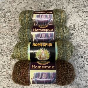 Lion Brand Homespun Yarn Vintage Bundle in Green and Brown
